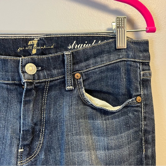 74AM Jeans 7 for All Mankind Straight Leg Denim Medium Wash Sz 28 EUC - Picture 4 of 10